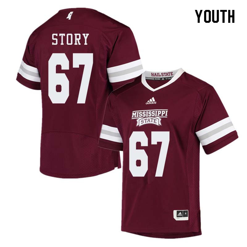 Youth #67 Michael Story Mississippi State Bulldogs College Football Jerseys Sale-Maroon